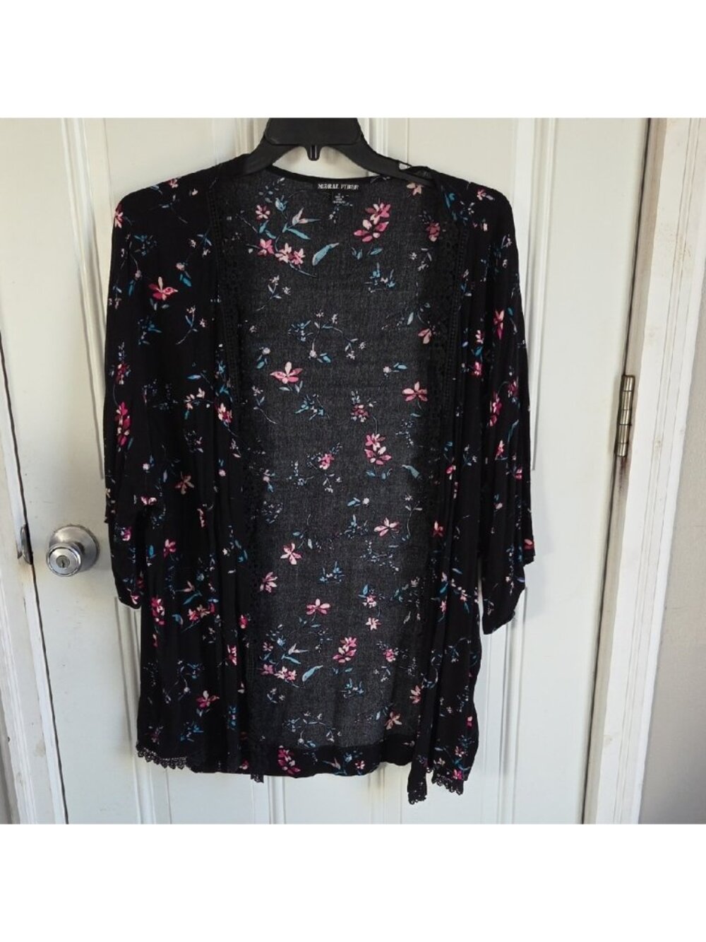 Moral Fiber Black Floral Kimono